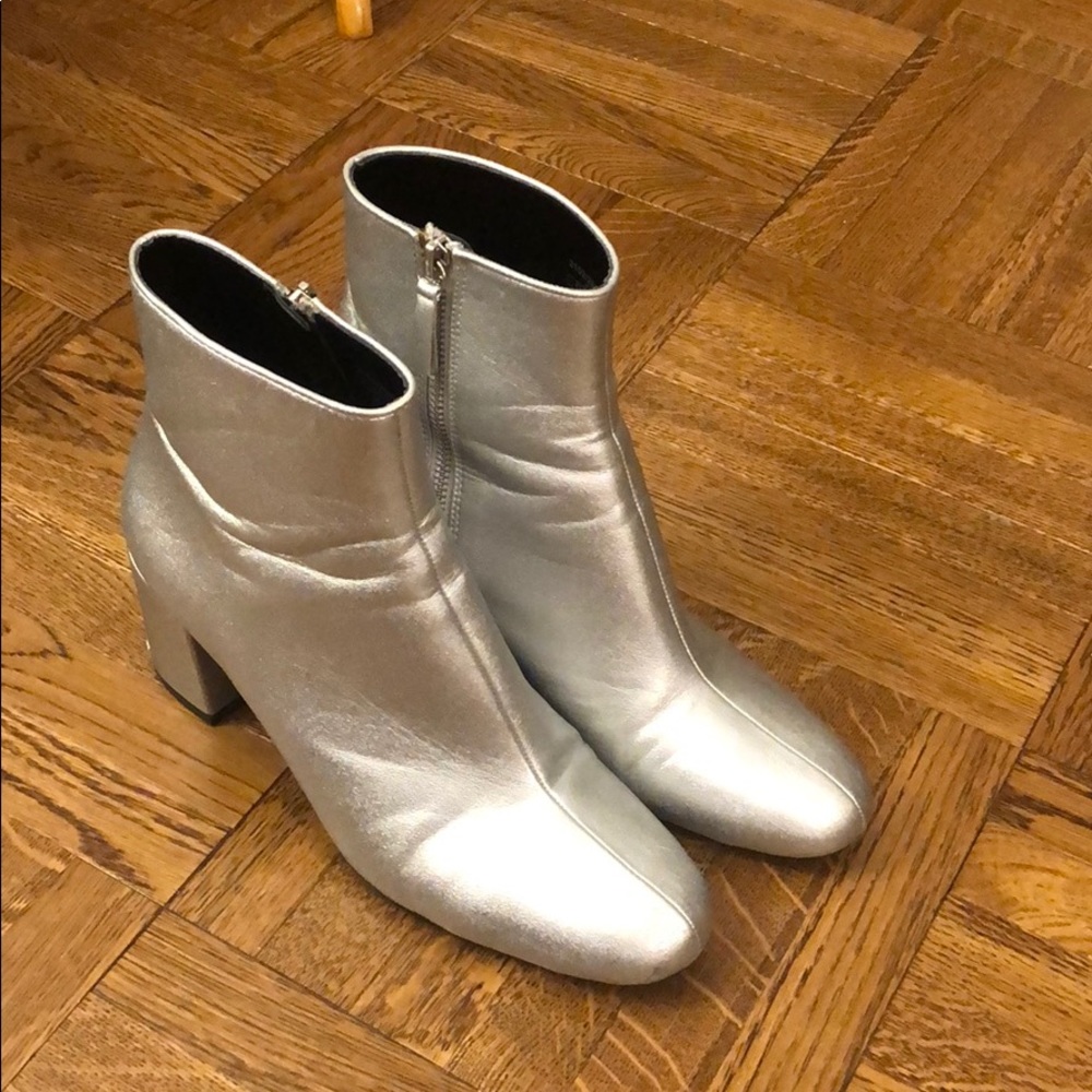 Zara super fun silver booties